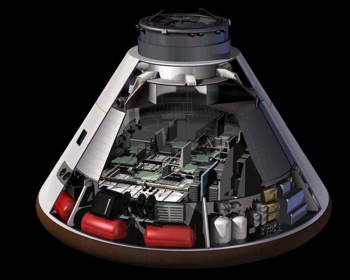 Installation du bouclier thermique sur le vaisseau Orion
